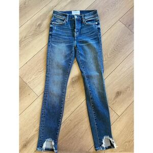 CURRENT ELLIOTT The Stiletto Skinny Jeans Distressed Frayed Hem Blue Size 25